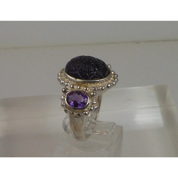 Handcrafted Sterling Silver Ring Vintage Purple Amethyst Chalcedony Size 8  OOAK - Picture 9 of 9